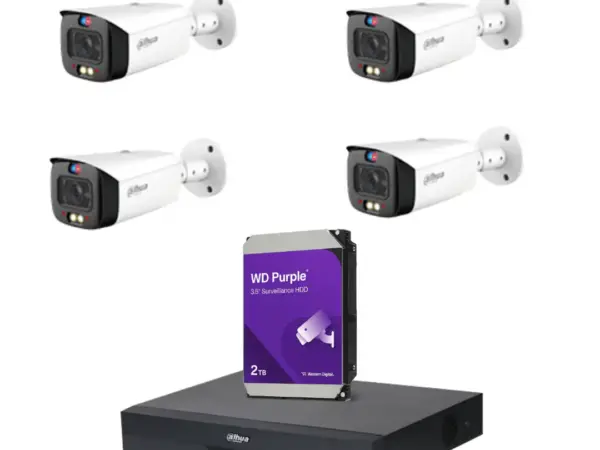 باقة Dahua ملونة الذكية – 4 كاميرات خارجية 8MP بتقنية الألوان الكاملة والذكاء الاصطناعي