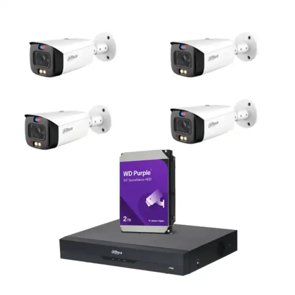 متجر وصلة 78 باقة Dahua ملونة الذكية – 4 كاميرات خارجية 8MP بتقنية الألوان الكاملة والذكاء الاصطناعي