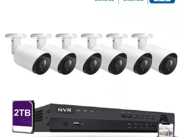 عرض متكامل يتضمن 6 كاميرات خارجية شبكية بدقة 6MP من Hikvision