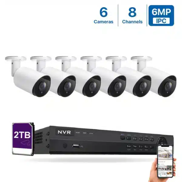 عرض متكامل يتضمن 6 كاميرات خارجية شبكية بدقة 6MP من Hikvision