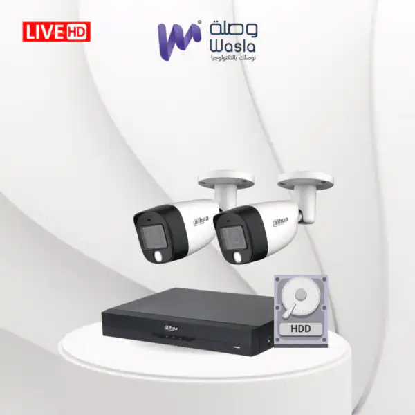 بكج مراقبة من داهوا مكونة من 2 كاميرا خارجية بدقة 5 ميجا بيكسل بعدسة ليد وصوت