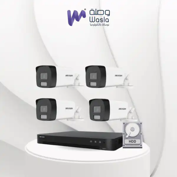 باقة كاميرات 6 ميجا خارجي ملون صوت وصورة من هيك فيجن شامل جميع الاكسسوارات