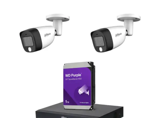 بكج مراقبة من داهوا مكونة من 2 كاميرا خارجية بدقة 5 ميجا بيكسل بعدسة ليد وصوت