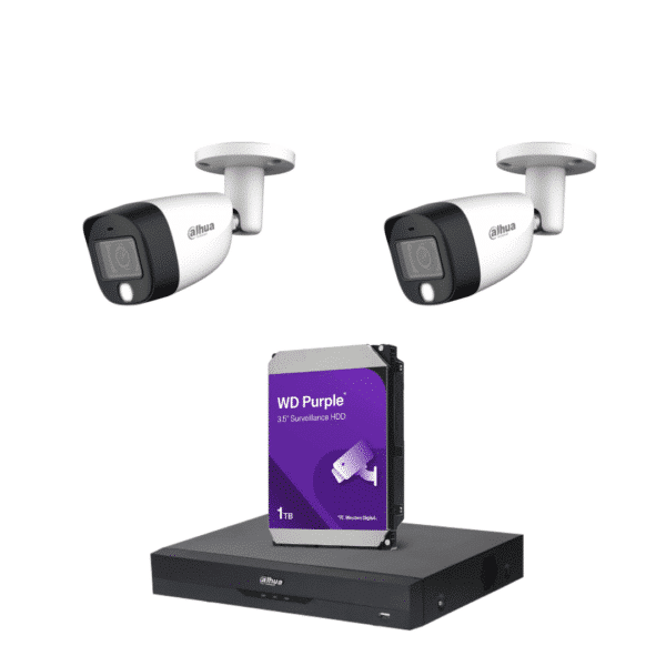 بكج مراقبة من داهوا مكونة من 2 كاميرا خارجية بدقة 5 ميجا بيكسل بعدسة ليد وصوت