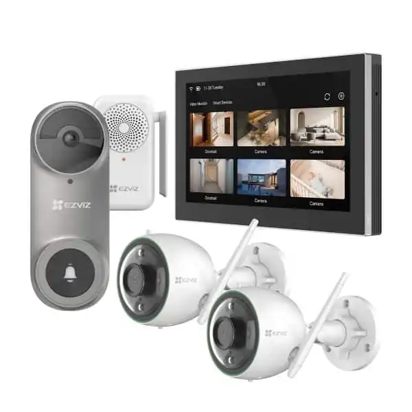 طقم سمارت ذكي جرس باب كاميراتين خارجية شاشة ذكية