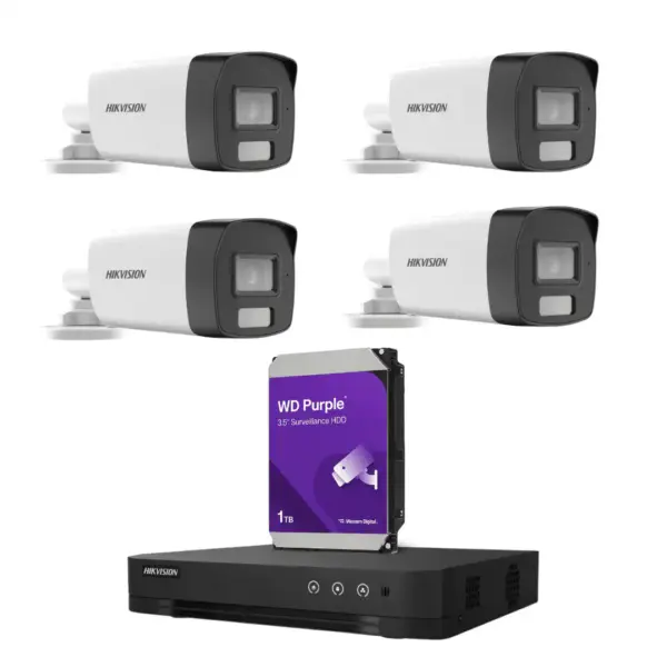 باقة كاميرات 6 ميجا خارجي ملون صوت وصورة من هيك فيجن شامل جميع الاكسسوارات